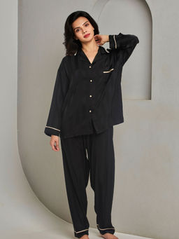 Addery - Black Striped Shirt with Pyjama (Set of 2)
