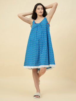 The Kaftan Company - Blue Cotton Negligee Nightdress