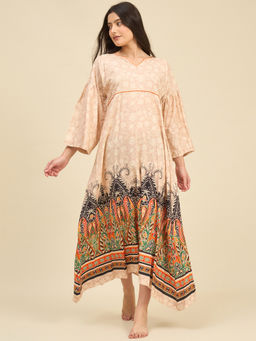 The Kaftan Company - Beige Floral Printed Nightdress