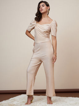 StyleStone - Women Gold Pleated Jumpsuit