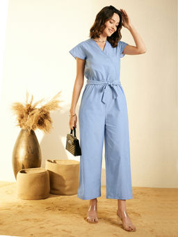 StyleStone - Women Blue Cotton Jumpsuit