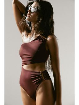 H&M - Women Brown Padded-Cup High Leg Swimsuit