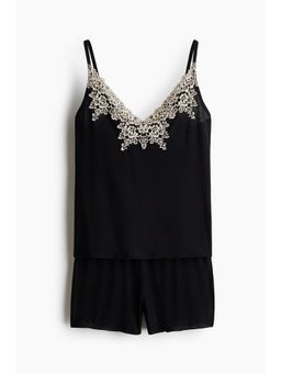 H&M - Women Black Ribbed Jersey Pyjamas