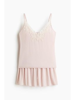 H&M - Women Pink Ribbed Jersey Pyjamas