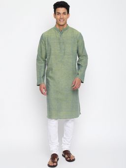 Fabindia - Green Cotton Woven Long Kurta