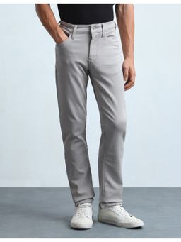 Flying Machine - Men Grey Cotton Solid Straight Jeans