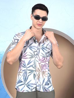 CRIMSOUNE CLUB - Mens Multi-Color Printed Linen Shirt