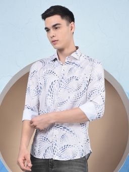 CRIMSOUNE CLUB - Mens Blue Printed Shirt