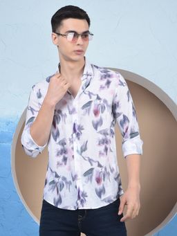 CRIMSOUNE CLUB - Mens Multi-Color Floral Print Linen Shirt