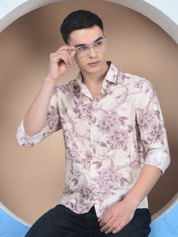 CRIMSOUNE CLUB - Men Mauve Floral Print Shirt