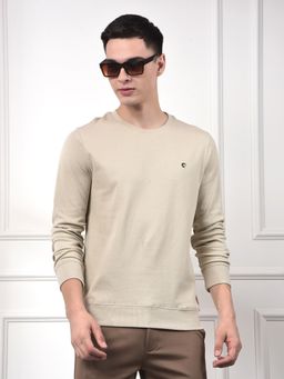 CRIMSOUNE CLUB - Men Beige 100% Cotton Sweatshirt