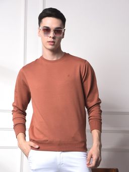 CRIMSOUNE CLUB - Men Orange Solid Sweatshirt