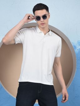 CRIMSOUNE CLUB - Men White Solid Casual Polo T-Shirt