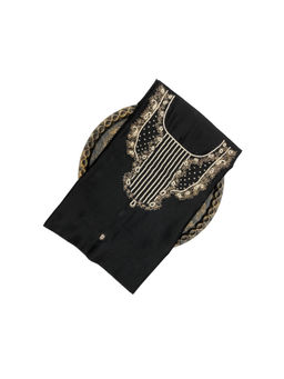 Palash - Hand Embroidered Silk Chanderi Rosemarie Unstitched Dress Material Black
