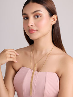 Pipa Bella by Nykaa Fashion - Gold Fringe Pendant Layered Necklace