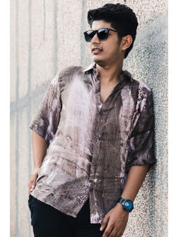 JAVINISHKA - Brown Tie-Dye Premium Oversized Rayon Shirt