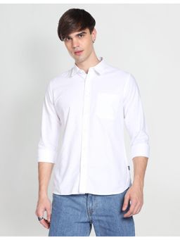 Flying Machine - White Dobby Slim Fit Shirt