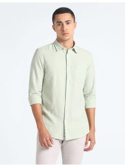 Flying Machine - Green Solid Slim Fit Shirt