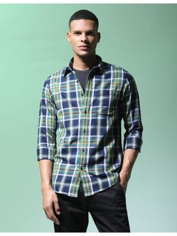 Flying Machine - Blue Tartan Checks Cotton Shirt