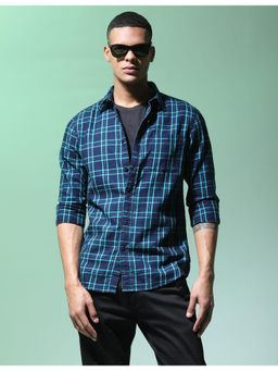 Flying Machine - Blue Tartan Checks Cotton Shirt