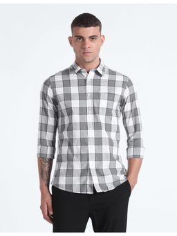 Flying Machine - Grey Buffalo Checks Cotton Shirt