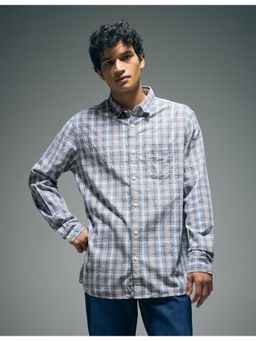 Flying Machine - Blue Tartan Checks Cotton Shirt