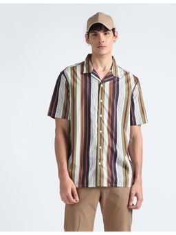 Flying Machine - Multi-Color Short Sleeve Vertical Stripes Shirt