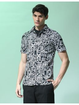 Flying Machine - Black Floral Print Slim Fit Shirt
