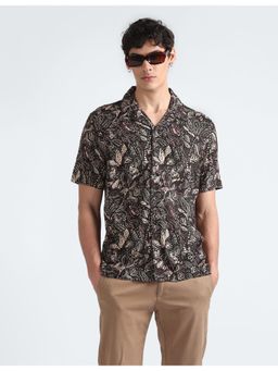 Flying Machine - Black Tropical Print Viscose Shirt