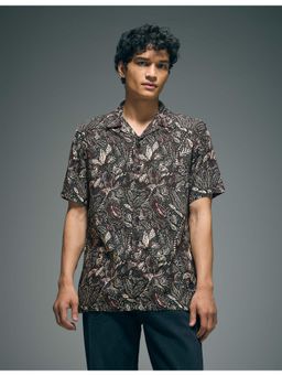 Flying Machine - Brown Tropical Print Cotton Shirt