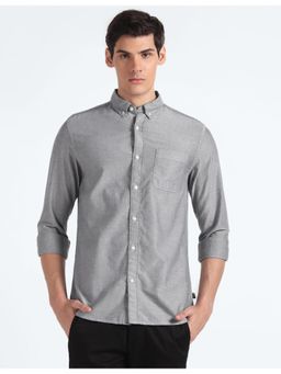 Flying Machine - Grey Solid Cotton Shirt