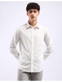 Flying Machine - White Collar Neck Slim Fit Shirt