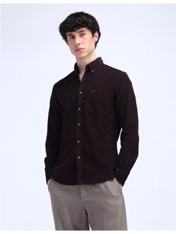 Flying Machine - Brown Solid Cotton Shirt