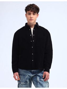 Flying Machine - Black Solid Oversized Shirt