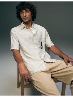 Flying Machine - White Textured Oversized Fit Shirt