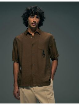 Flying Machine - Brown Textured Oversized Fit Shirt