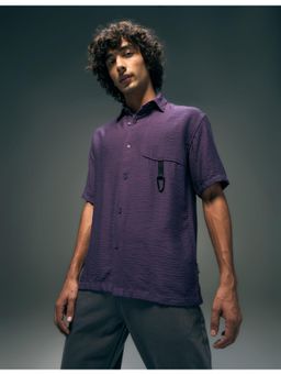 Flying Machine - Purple Textured Oversized Fit Shirt