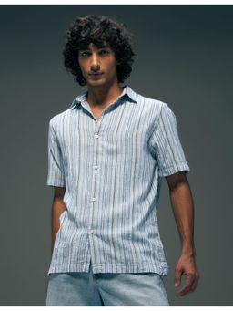 Flying Machine - Blue Vertical Stripes Regular Fit Cotton Shirt