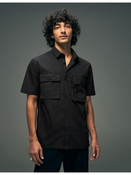Flying Machine - Black Solid Regular Fit Double Pocket Casual Shirt