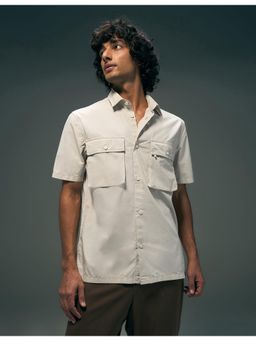 Flying Machine - Grey Solid Regular Fit Double Pocket Casual Shirt