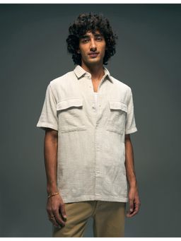 Flying Machine - Grey Textured Regular Fit Double Flap Pocket Shirt