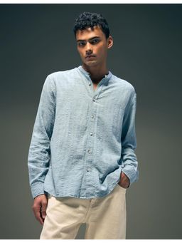Flying Machine - Blue Regular Fit Seersucker Shirt