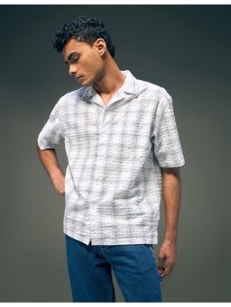 Flying Machine - White Oversized Fit Seersucker Shirt
