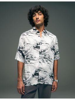 Flying Machine - Black Abstract Printed Oversized Shirt