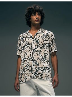 Flying Machine - Black Abstract Printed Regular Fit Collar Neck Shirt