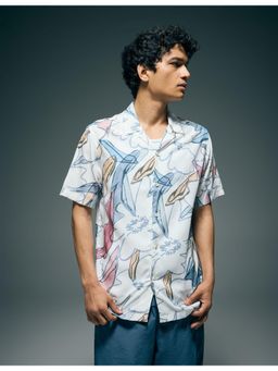 Flying Machine - White Abstract Printed Original Shirt