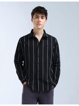 Flying Machine - Black Regular Fit Vertical Stripes Shirt