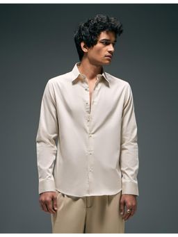 Flying Machine - Beige Slim Fit Sateen Shirt