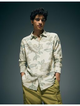 Flying Machine - Green Floral Printed Color Of Home Shirt