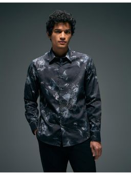 Flying Machine - Black Slim Fit Digital Printed Shirt